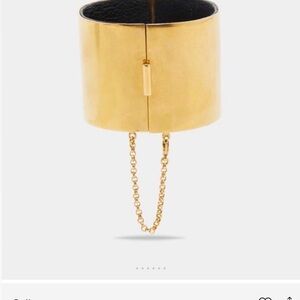 Celine Gold Wide Cuff Bracelet with Safety Chain